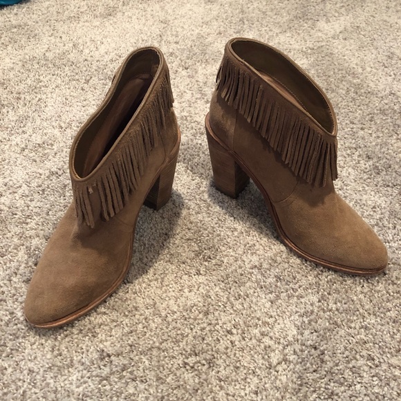 Joie Loren Tan Suede Fringe Booties 8.5 - Picture 3 of 7